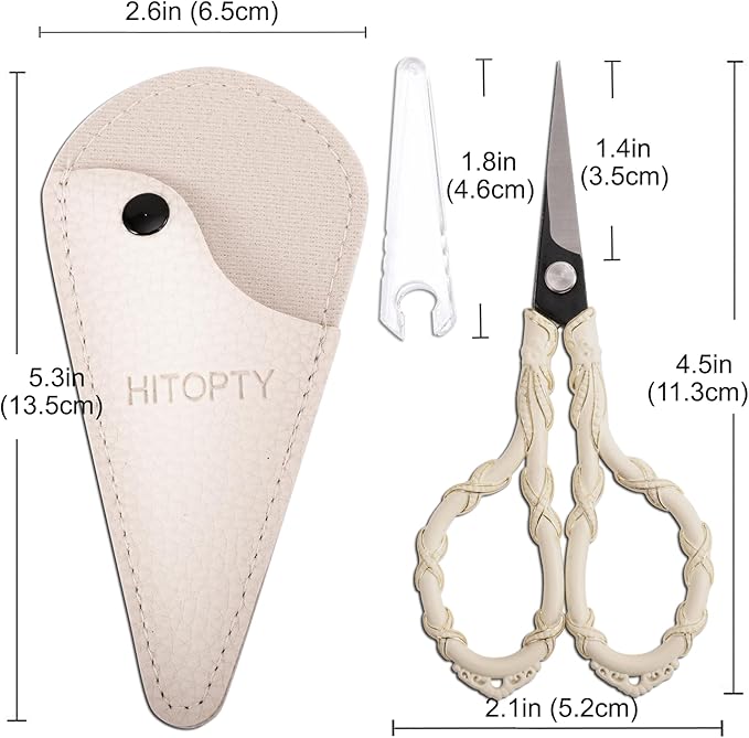 Vintage Small Embroidery Scissors with Cover Detail Shears Mini Scissor for Needlework Threading Sewing Craft DIY Tools Home Travel Use