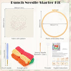 JSRQT Punch Needle Embroidery Starter Kit Floral Leaf Beginner Rug Hooking Kit with Embroidery Hoops Instructions Handcraft Punch Needle Kit for Adults Rug-Punch & Pinch Needle Cross Stitch Kits Craft