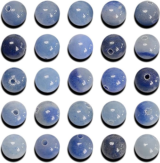 NCB 200pcs 6mm Blue Aventurine Loose Beads for Jewelry Making, Natural Semi Precious Beads Round Smooth Gemstones Spacer Beads Charms for Necklaces Bracelets (Blue Aventurine, 6mm 200Beads)