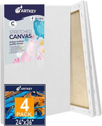 Stretched Canvases for Painting 24x36 Inch 4-Pack, 12.3 oz Triple Primed Acid-Free 100% Cotton Blank Canvas, Art Canvases for Oil Paint Acrylics Pouring & Wet Art Media, Pour Painting