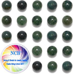 NCB Natural Stone Beads 100pcs 10mm Round Genuine Real Stone Beading Loose Gemstone DIY Charm Smooth Beads for Bracelet Necklace Earrings Jewelry Making (Green Moss Agate, 10mm 100Beads)