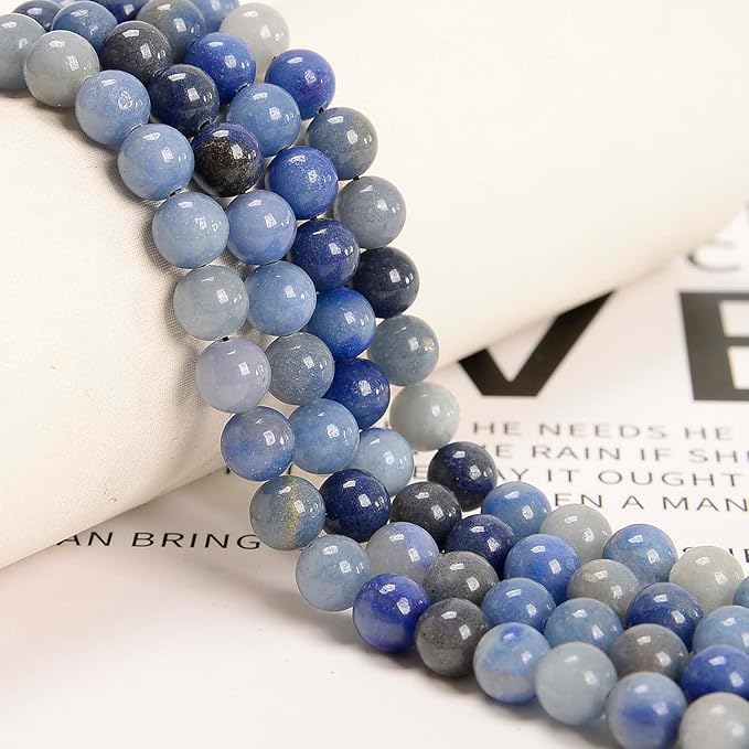 NCB 200pcs 6mm Blue Aventurine Loose Beads for Jewelry Making, Natural Semi Precious Beads Round Smooth Gemstones Spacer Beads Charms for Necklaces Bracelets (Blue Aventurine, 6mm 200Beads)