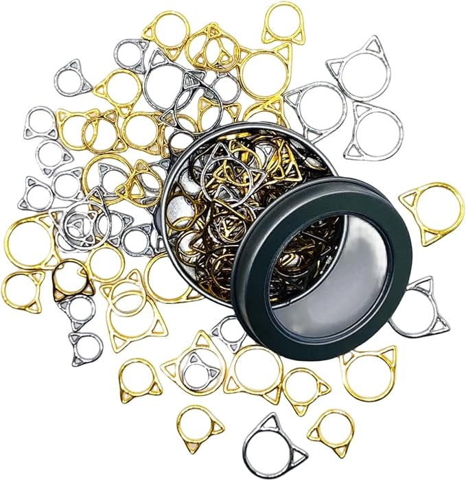 Hilsayum 30PCS Cat Stitch Marker Knitting Stitch Markers Metal Crochet Markers Ring Crocheting Accessories for Weaving, Handmade Crafts