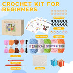 Alutaba 6Pcs Crochet Kit for Beginners, Crochet Animal Kits for Adults with Step by Step Videos Tutorials, Knitting Kit for Crochet Lovers Great Birthday Holiday Gift, DIY Keychain Pendants