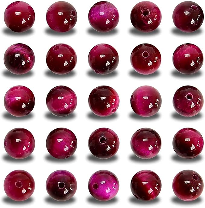 NCB 100pcs Original Natural Stone Beads Gemstone Round Loose Beads 6mm 8mm 10mm (Rose Tiger's Eye, 10mm 100Beads)