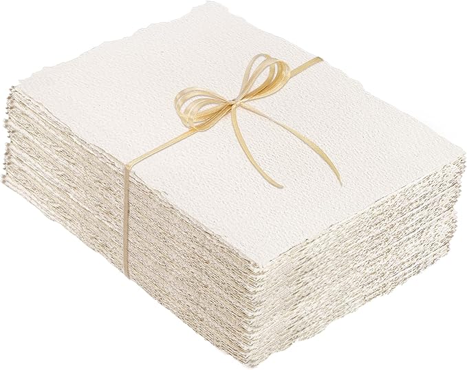 100 Sheets Watercolor Paper 4 x 6inch, 300 GSM Deckled Edge Paper Rough/Textured Handmade Paper for Watercolors, Wedding Invitations, Cards, Crafts