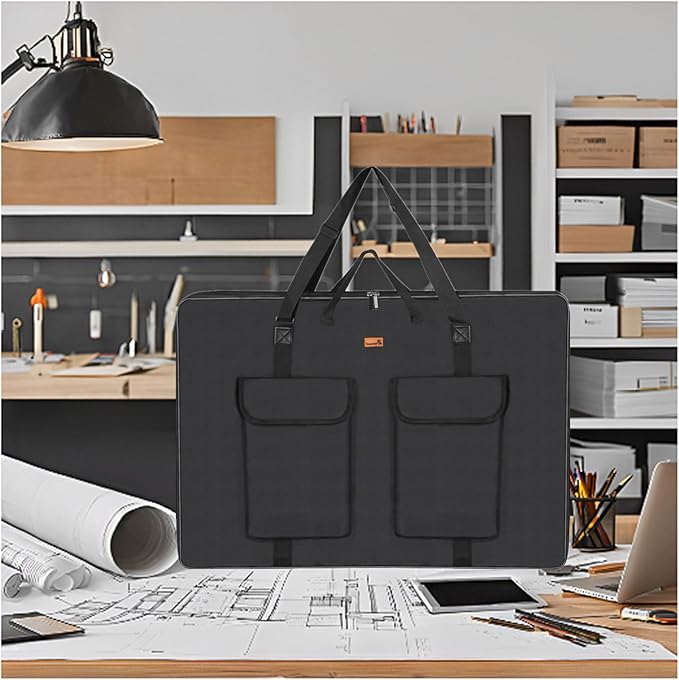 Hard Side Art Portfolio Case 24 X 36, Heavy Duty Art Carrying Bag With Metal Rigid Frame,Sturdy Fabric For Artwork,Photography,Canvas,Boards,Screen Monitors (Black)