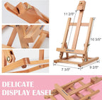 Falling in Art Tabletop Easel Set, Portable Wooden Art Easel Painting Kits for Kids, Easel for Painting Canvases, Including 12 Colors Acrylic Paints, 10 Paintbrushes and 4 Canvas Panels, Pink