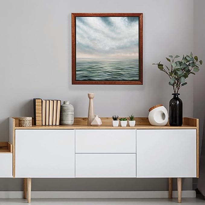 Ampersand Art Supply Floaterframe Readymade Frame for Flat and 7/8" Deep Wood Panel and Canvas Artwork, Paintings, Prints, and More, 8"x8", Walnut Thin