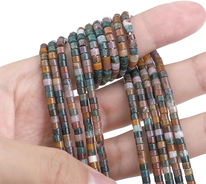Natural Indian Agate Spacer Beads Caps Flat Round Loose Beads for Beading Jewelry Making 3mmx2mm 38cm
