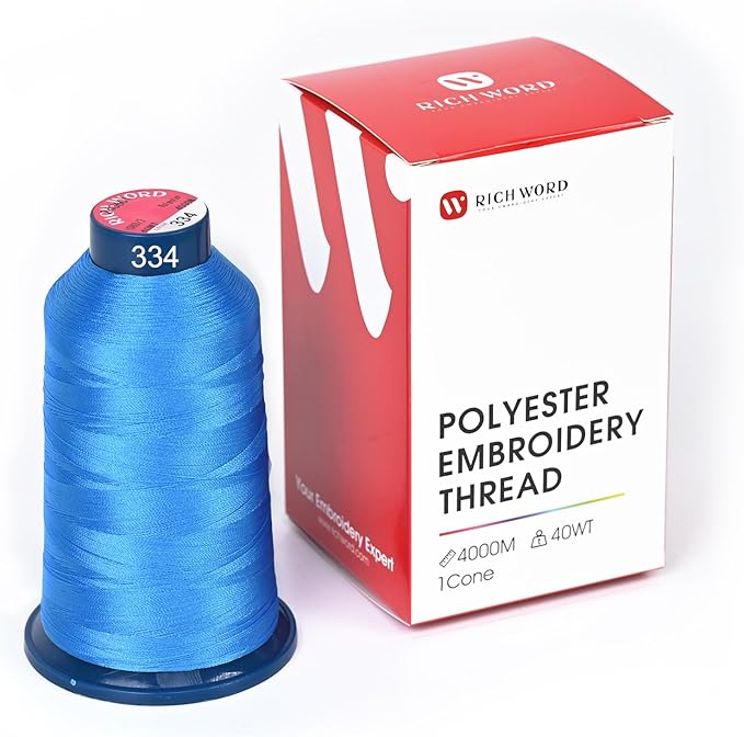 Richword Selected Blue Embroidery Thread 4000M(4374Y) 40WT Polyester Thread 100 Colors Selected for Commercial Multi Needles and Single Needle Embroidery Machine 0334