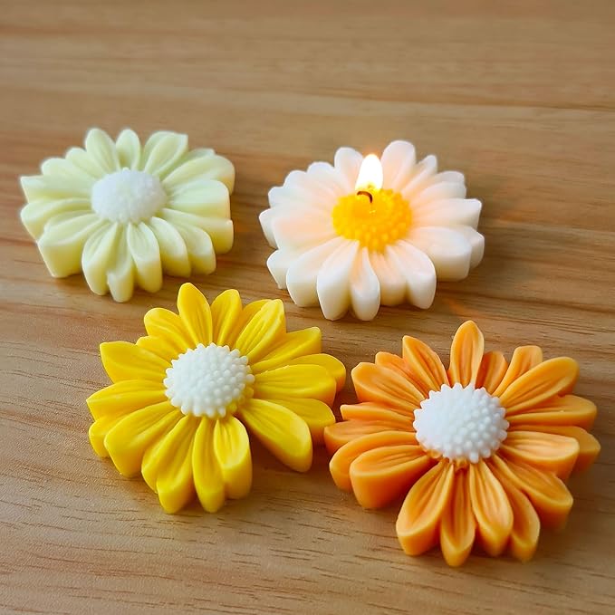 2 Pack Daisy Flower Mold - Resin Casting Silicone Molds for Home Decor & Candle Making Wave Spiral Mold