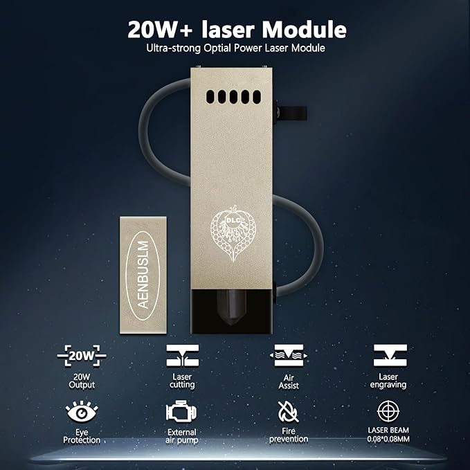 DLC - 80W Laser Engraving Cutting Module with Air Assist, 10W(10000mW) Output Power,Built-in FAC,Compressed Spot CNC Carving DIY Laser Master for Laser Cutter Laser Engraver Machine - Class 4