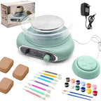 Hitish Mini Pottery Wheel, 4.7" Pottery Wheel for Kids Teens & Adults Beginners, Plug-in Motor, 1.32Lb Air Dry Clay, Crafts Kit for Home DIY, Ceramic Work & Art Creation, Clay Tools Included