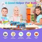 Paint Brush Cleaner with Paint Tray, Water Circulation Brush Rinser with Brush Holder, Watercolor/Oil and Water-Based Paint Brush Cleaner Tool, 400ml Capacity, Train Design, Gift for Artist Beginners