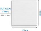 GOTIDEAL Stretched Canvases for Painting, 12x12" Inch Set of 7, Primed White - 100% Cotton Blank Art Square Canvas Boards for Painting for Acrylic Pouring, Oil Paint Dry & Wet Art Media