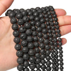 45pcs 8mm Natural Stone Beads Black Lava Beads Energy Crystal Power Gemstone for Jewelry Making, DIY Bracelet Necklace