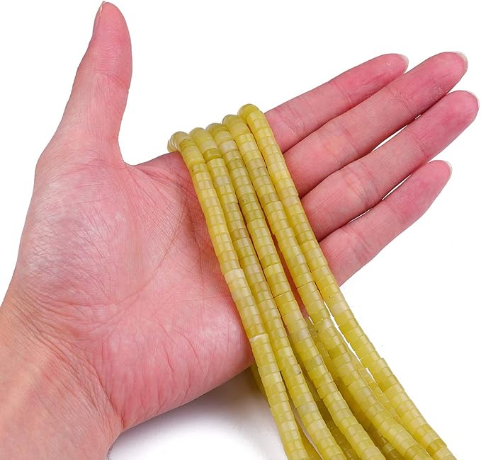 Natural Lemo Jade Spacer Beads Caps Loose Semi Gemstone for Beading Jewelry Making 6mmx3mm 38cm