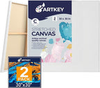 Stretched Canvases for Painting 30x30 Inch 2-Pack, 12.3 oz Triple Primed Acid-Free 100% Cotton Blank Canvas, Art Canvases for Oil Paint Acrylics Pouring & Wet Art Media, Pour Painting