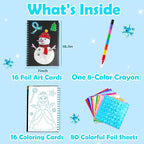 FUNNYB&G Foil Art Craft for Kids - Christmas Crafts Gift Party Favors Stocking Stuffers for Kids Fun Art Supplies Creative Birthday Gift Travel Toys for Girls Boys 4 5 6 7 8 9 Years Old (Winter)