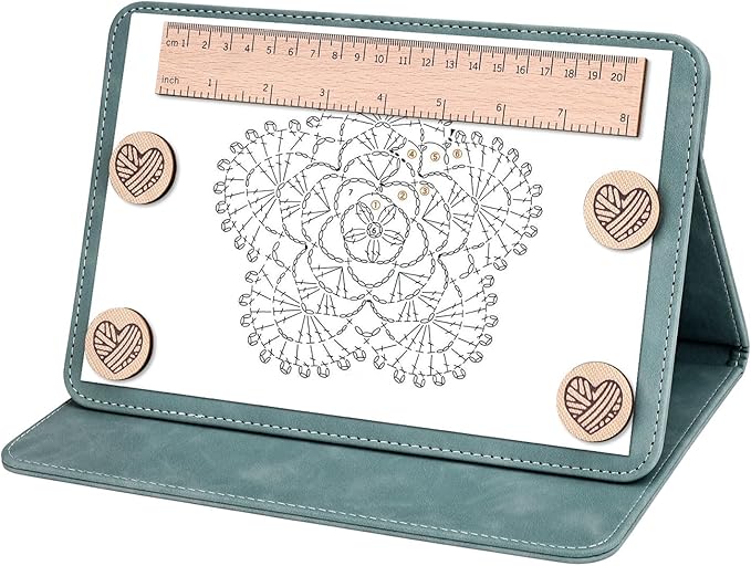 Earssa Knitting Pattern Holder,Knitting Chart Holder,Magnetic Crochet Knitting Chart Holder Knitting Accessories Foldable Knitting Chart Keeper with Ruler for Fixed Crochet Pattern (Blue)