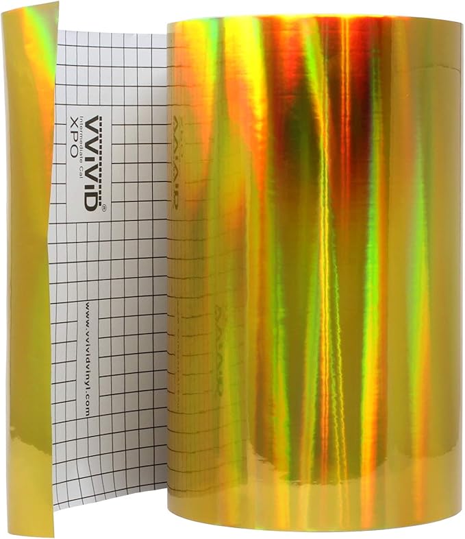 VViViD Golden Holographic Chrome DECO65 Permanent Adhesive Craft Vinyl (12" x 15ft)