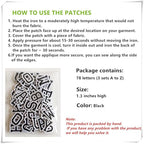 1.3 inch Iron on Letter Patches 78 Pieces, A-Z Embroidered Alphabet Patches for Clothing Jackets Hats Backpacks Jeans Black