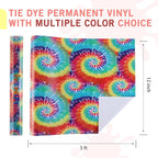 Tintnut Tie Dye Permanent Vinyl Roll - 12 inch x 5ft, Seamless Color Gradient Permanent Adhesive Vinyl, Swirl Pattern Water Proofing Self Sticker Water Proofing