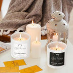 CONNOO 8 Pack 14 OZ Empty White Glass Candle Jars for Making Candles with Bamboo Lids and Sticky Labels, Bulk Candle Jars for Making Candles - Spice, Powder Containers.