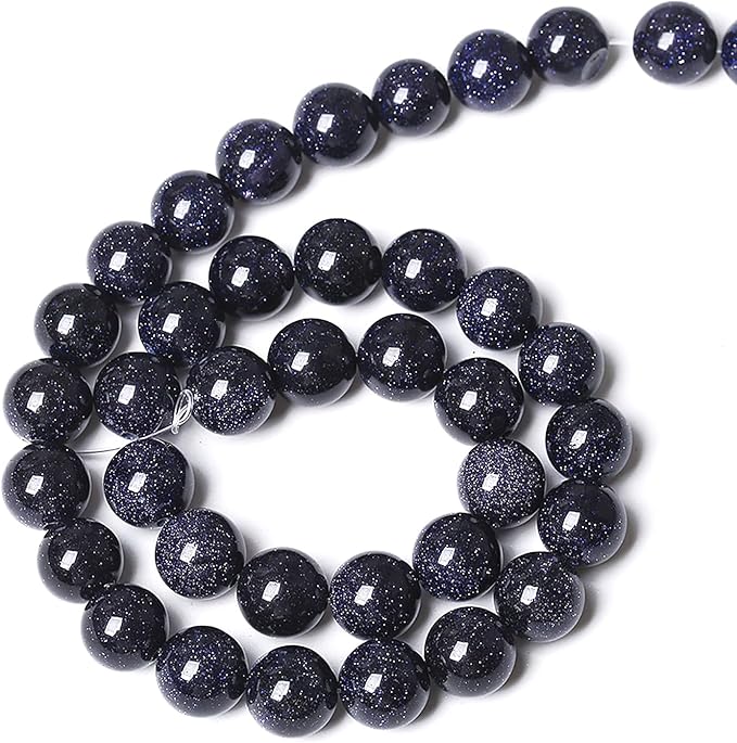 120PCS 6mm Blue Sandstone Gemstone Beads Beads Natural Stone Round Loose Beads for Jewelry Making DIY Bracelet Necklace 32" 2 Strands