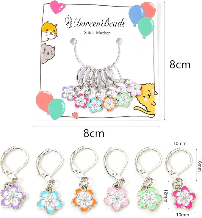DoreenBeads Stitch Markers for Crocheting and Knitting, Alloy Enamel Crochet Marker Crochet Gifts for Knitting Weaving Sewing Accessories Quilting Jewelry Making