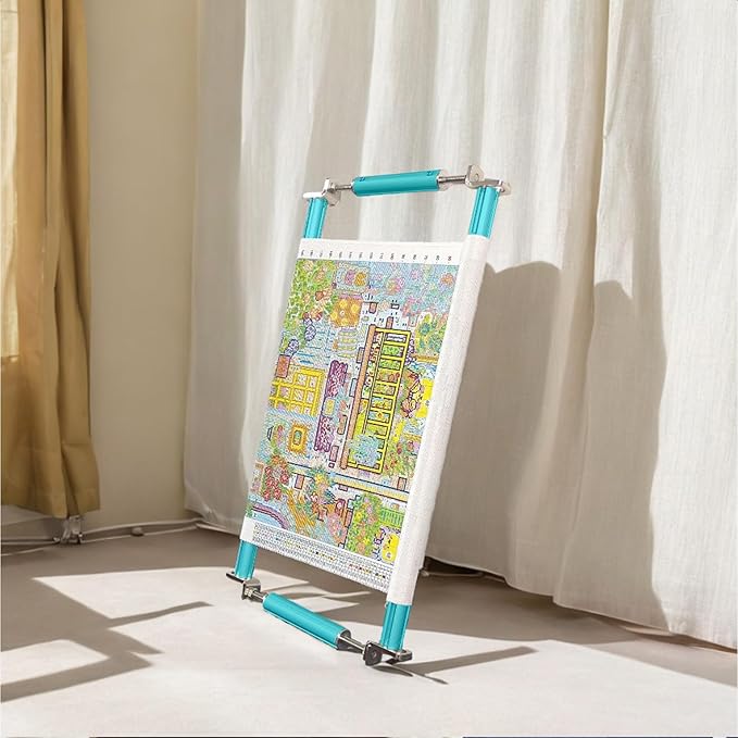 Couple Embroidery Art Embroidery Clip Frame 60cm Cross Stitch 4 Slot Presser Heavy Duty Embroidery Bandage Embroidery Frame Needlepoint Frame Embroidery Scroll Frame Embroidery Frames (Blue)