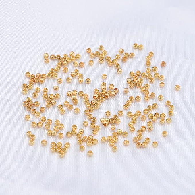 18K Gold Plated Round Spacer Beads 2mm 600pcs for Jewelry Making Findings Non Tarnish