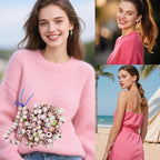 Ceramic Round Porcelain Beads Flower Porcelain Spacer Bead Craft Beads Ornamenets for DIY Jewelry Necklace Bracelet DIY Crafts for Women Above 12 Years Old 100 pcs