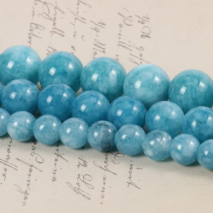 35pcs 10mm Natural Stone Beads Blue Chalcedony Beads Crystal Gemstone for Jewelry Making, DIY Bracelet Necklace