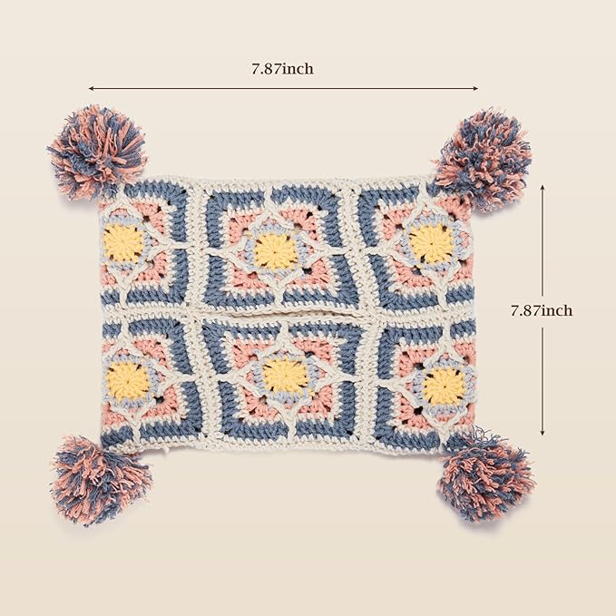 Noocro Crochet Kit Granny Square Tissue Holder, Complete DIY Kit with Detailed Instructions, Video Tutorials, for Beginners or Intermediate and Advanced Crocheters