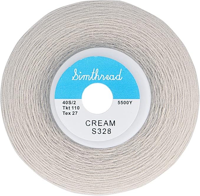 Simthread All Purpose Sewing Thread from 100% Spun Polyester for Serger, Overlock, Merrow, Quilting Sewing 4 Big Cones of 5000M (5500 Yards) Each - 40S/2 Cream