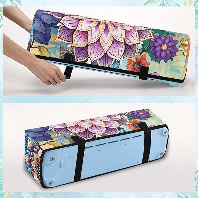 Binienty Boho Style Flower Cover Compatible with Cricut Maker, Cricut Air, Cricut Explore, Cricut Machine Accessories, Die-Cut Machine Dust Covers with Pockets Carrying Case for DIY Cutting Machines