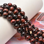 NCB 100pcs Original Natural Stone Beads Gemstone Round Loose Beads 6mm 8mm 10mm (Red Tiger's Eye, 10mm 100Beads)