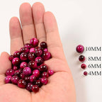 NCB 100pcs Original Natural Stone Beads Gemstone Round Loose Beads 6mm 8mm 10mm (Rose Tiger's Eye, 10mm 100Beads)