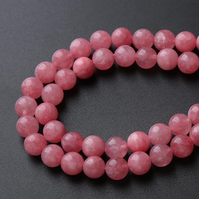 45pcs 8mm Natural Rose Pink Chalcedony Stone Round Loose Beads for Jewelry Making DIY Bracelets Necklaces Crystal Energy Healing Stone Beads 15"(8mm, Rose Pink Chalcedony)