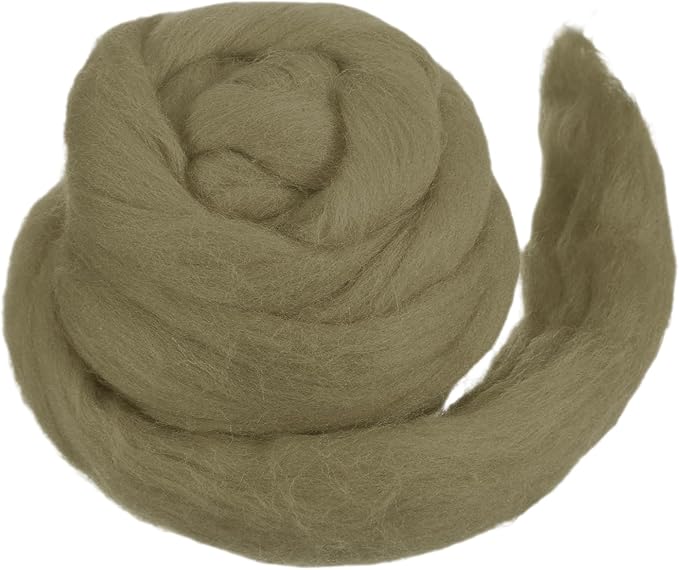 MECCANIXITY Wool Roving Yarn Soft Felting Wool 50g/1.76oz Pure Chunky Roving Yarn for Needle Felting Knitting Blanket Spinning Weaving Art DIY Craft Yellow Brown