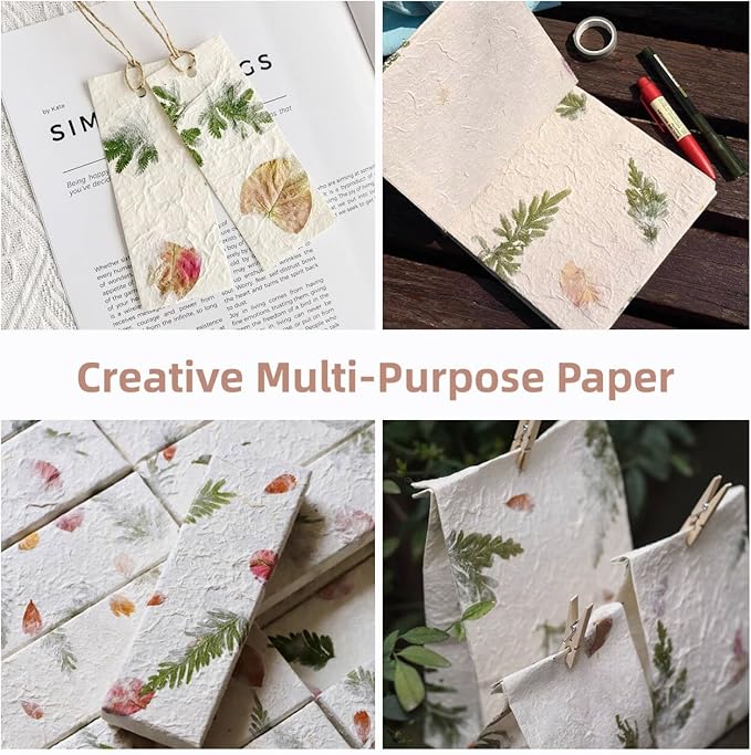 ANXINZENITH Handmade Botanical Craft Paper - 15 Sheets A4 Acid-Free Art Paper for Watercolor,Wedding Invites,Scrapbooking - Vintage Textured Designs for DIY,Gift Wrapping & Cultural Projects (15)
