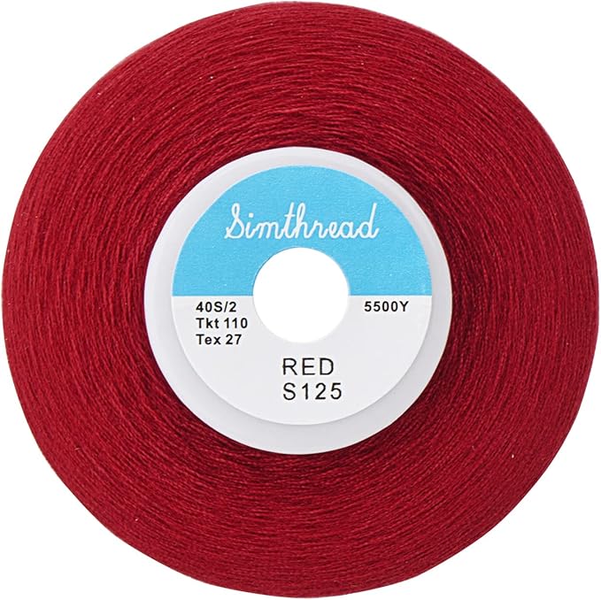 Simthread All Purpose Sewing Thread from 100% Spun Polyester for Serger, Overlock, Merrow, Quilting Sewing 4 Big Cones of 5000M (5500 Yards) Each - 40S/2 Red