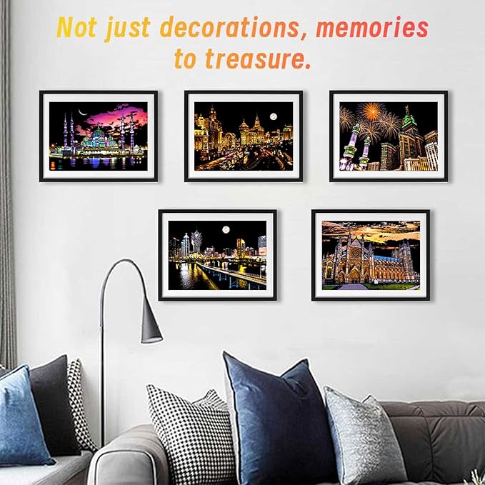 Scratch Art for Adults(12 Sheets A4),Family Creative DIY Painting Papers for Travel Lovers,Craft Lovers|Creative Scratch Art Adult (Britain/Thailand/Malaysia) by Iskueal