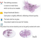 Flower Pearl Fabric Rhinestones Beaded Lace Applique,3D Butterfly Embroidered Lace Patch for Clothes,Dress (Purple)