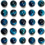 NCB 200pcs 6mm Aquamarine Tiger's Loose Beads for Jewelry Making, Natural Semi Precious Beads Round Smooth Gemstones Spacer Beads Charms for Necklaces Bracelets (Aquamarine Tiger's Eye, 6mm 200Beads)