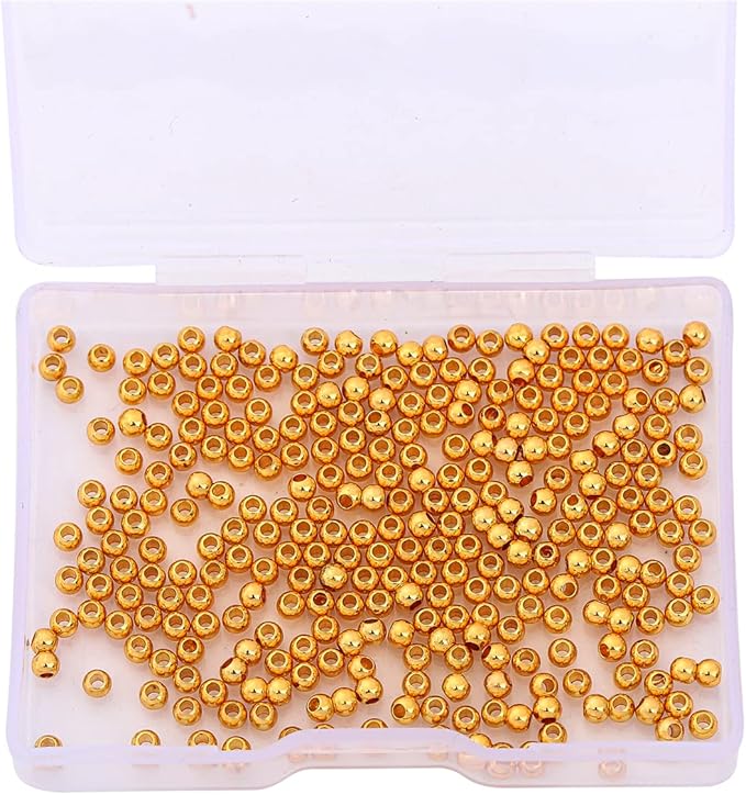 18K Gold Plated Round Spacer Beads 3mm 300pcs for Jewelry Making Findings Non Tarnish