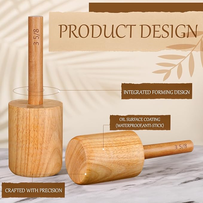 Baderke Rubberwood Ceramic Mug Mold, 3 5/8'' x 3.625'' x 3.625'', 20-22 oz, Reusable, Ideal for Home Use