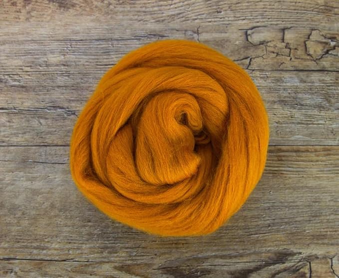 Revolution Fibers Merino Wool Combed Top | 1 lb Premium Wool Roving | 22 Micron, Best Merino Wool for Spinning, Tapestry, Needle Felting, Big Yarn Roving and Wall Hangings (Amber)